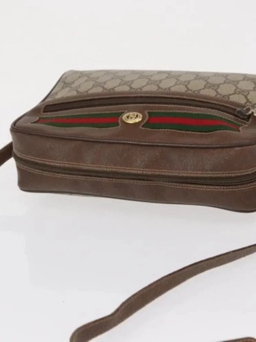 GUCCI GG Supreme Web Sherry Line Bag PVC Beige Gold 56 02 088 Auth ep12756 - Picture 6 of 16